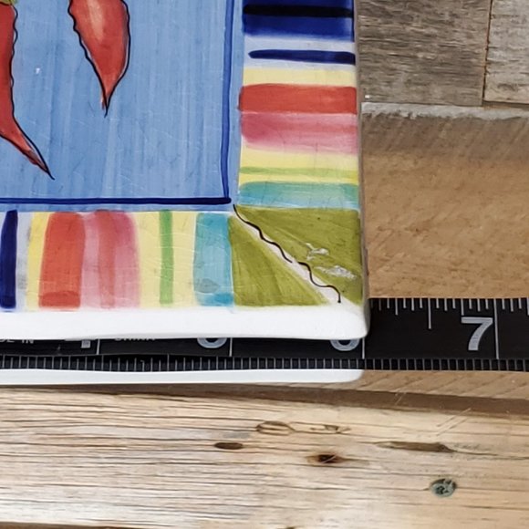 Certified International "Serape" Pattern Ceramic Tile Trivet - Chili Peppers - Picture 5 of 7